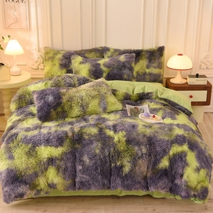 Set di Biancheria da Letto in Finta Pelliccia Arcobaleno, 4 Pezzi in Velluto Morbido e Peluche, <span class=keywords><strong>Lenzuola</strong></span> in Poliestere per Letti da Ragazza, Matrimoni, Casa e Hotel - Product Image 6