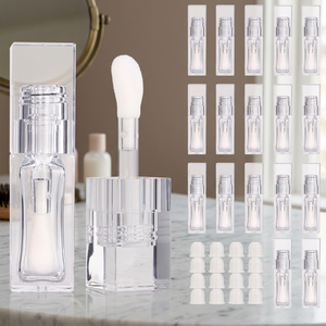 Low MOQ 5.5ml Wholesale Plastic Lip Gloss Tube Empty Clear Lipstick Container with Screw Cap Transparent Liquid Blush Big Brush - Product Image 3