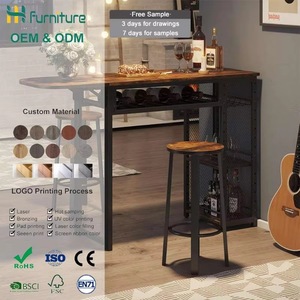 Custom-made cross-border foreign trade high counter <b>bar</b> <b>table</b>, home use wall-mounted wooden minimalist dining <b>table</b> and chair - Product Image 4