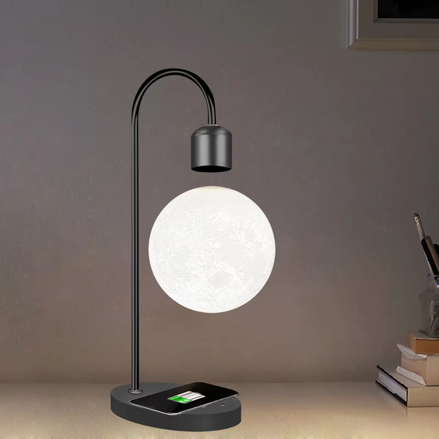 Modern Indoor Magnetic Suspended Moon Desk Lamp with 3D Ball Printing LED Light Levitation Feature