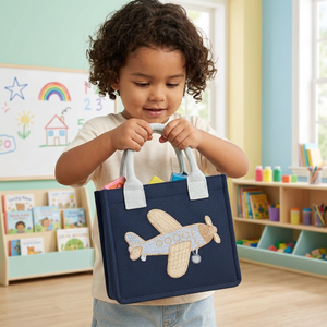 Cute Cartoon Kids Softback <b>School</b> <b>Backpack</b> Tote Bag Cotton Canvas Curved Shoulder Straps Detachable Strap Zipper Pocket Washable - Product Image 3