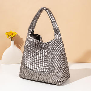 RTS 패션 호보백 수제 직조 캐주얼 여성 핸드백 PU 직조 토트백 여성 숄더백 대형 직조 핸드백 야외용 - Product Image 5