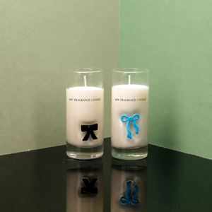 เทียนหอมริบบิ้นโบว์ในขวดแก้วน่ารัก สำหรับตกแต่งบ้าน - Product Image 1