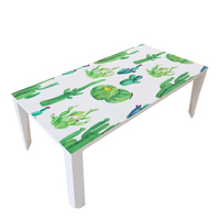 Nappe de table rectangulaire en PVC imprimé RNPT, motif cactus vert, élégante et décorative, pour hôtel, salon, salle de séjour
