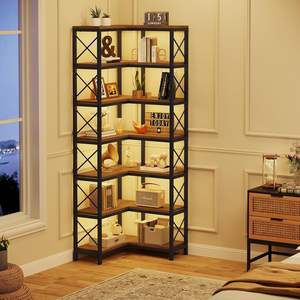 Étagère d'angle à sept niveaux, grande étagère moderne pour le rangement et la présentation d'objets, idéale pour le salon ou le bureau à domicile - Product Image 4