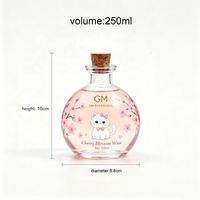 Bouteille vide en verre transparente ronde en forme de boule de 8 oz et 4 oz avec bouchon en liège pour emballage de poudres magiques, de vin et de jus de fruits
