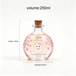 Botella de Vidrio Transparente Redonda con Tapón de Corcho, en Forma de Bola, de 8oz y 4oz, para Envasar Pociones, <span class=keywords><strong>Vino</strong></span> y Jugos de Frutas - Product Image 5