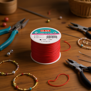 ด้ายแว็กซ์ ILAN ขนาด 1 มม. x 20 ม. สีแดง สำหรับทำเครื่องประดับ - Product Image 3