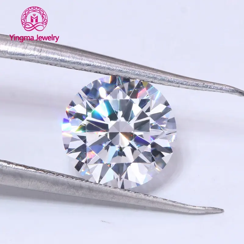 Harga grosir batu permata CZ longgar bentuk bulat 7A hati dan panah memotong Zircon 3 mm sampai 10 mm warna putih batu zirkonia kubik