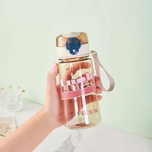 Verano estudiante plástico alto grado pareja deportes botella de agua al aire libre resistente recto bebida taza - Product Image 5