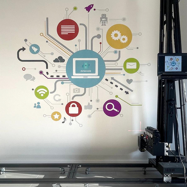 Wall Printing Robot with Rails Auto Move Auto Drawing Robot Wallpen Home Bedroom TV Board Decoration
