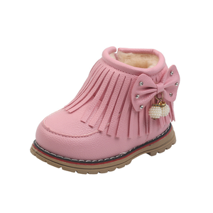 Bottes pour enfants, chaussures pour filles et garçons, bottes en cuir PU pour bébés, chaussures tendance pour tout-petits, bottes d'hiver chaudes pour la neige - Product Image 1