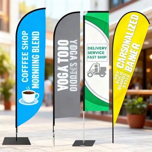 Bandera de Plumas de Poliéster Resistente al Viento e Impermeable para Exteriores, Impresión Digital en Fibra de Vidrio Engrosada, Patrón Personalizado - Product Image 1