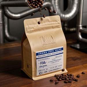Custom Logo <b>Square</b> Bottom Kraft Paper <b>Bag</b> Eco-Friendly Aroma Retention Valve 2.5kg/5kg Capacity for Coffee <b>Beans</b> Pet Food - Product Image 1