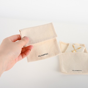GLAMPKG Custom Logo Linen Cotton Jewelry <b>Pouch</b> Eco-Friendly Envelope Style Jewelry Packaging Bag for Earrings/Necklaces - Product Image 4