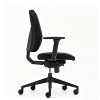 Chaise de bureau ergonomique à dossier moyen avec réglage à 3 leviers pour le lieu de travail général avec support lombaire à coussin d'air