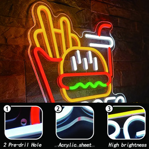 Letrero luminoso LED de neón con diseño de hamburguesa rusa, luz indicadora para tienda, luz ambiental colgante para interiores y exteriores, 12V - Product Image 2