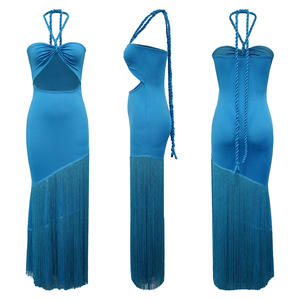 Vestidos Sexys Ajustados de Verano 2026, Estilo <span class=keywords><strong>Boutique</strong></span>, sin Tirantes, con Flecos, Largos - Product Image 6