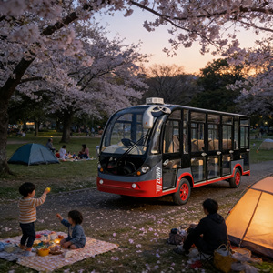 Autobús Turístico Eléctrico Semicerrado de 11 Plazas con Ventanas Flexibles para Parques - Product Image 1