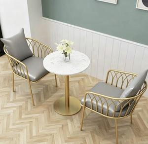 Silla Lateral de Metal Tapizada, Sillón de Descanso para Sala de Estar, Cafetería, Restaurante - Product Image 1