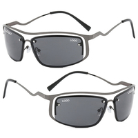 Lunettes DL 2025 Nouveauté Y2K, Lunettes de soleil œil de chat carrées, Monture métallique ajourée, Verres dégradés UV400, Personnalisation du logo