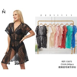 Cárdigan de encaje ajustable para mujer, vestido con frente abierto y abertura lateral para la playa o como ropa de noche 13875 - Product Image 3