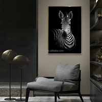 Affiche numérique imprimée Zèbre sauvage africain, Art mural noir et blanc, Peinture sur toile animale, Décoration intérieure, Peinture sur porcelaine cristalline