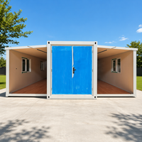 Maison conteneur pliable extensible à double aile, étanche, structure en acier, pour logement sur chantier