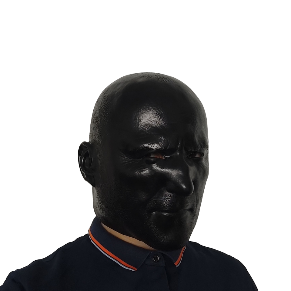 Bondage Play nylon hoofdmasker open ogen en mond