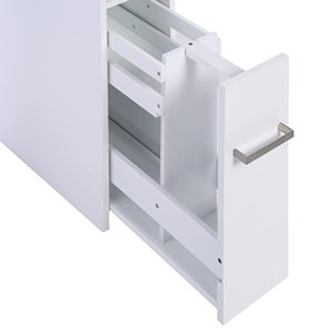 Mobile da Bagno con Cassetto Estraibile, Armadietto Portaoggetti in <span class=keywords><strong>Legno</strong></span> Autoportante con Portarotolo - Product Image 5