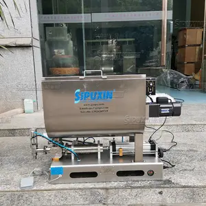 New semi-automatic horizontal stirring cream liquid honey juice sauce filling machine