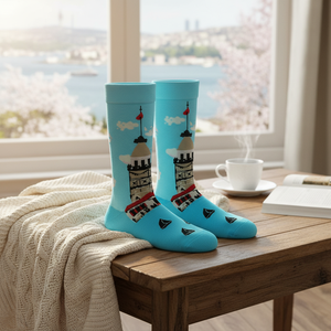 Calcetines de Nailon Coloridos con Diseño Jacquard de la Torre de la Doncella, Transpirables, Suaves, Talla Única para Uso Diario en Primavera e Invierno - Product Image 3