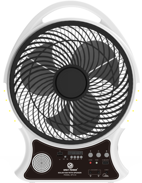 AC DC Fan Solar Power 14 Inch Rechargeable Table Oscillating Box Fan With LED Lights