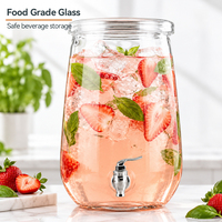 Distributeur de boissons en verre 8L avec robinet en acier inoxydable, pot à eau et jus transparent pour zone de repos de studio de fitness