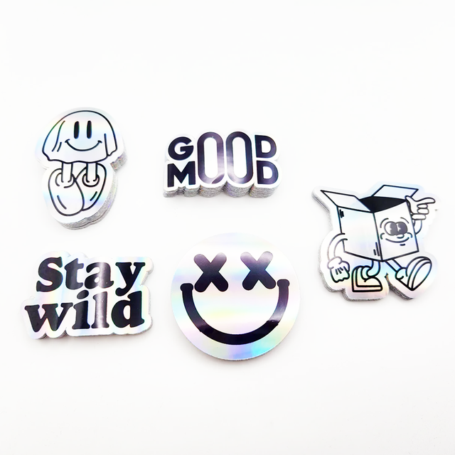 Customized UV Holographic Vinyl Sticker Printing Manufacturer Die Cut Logo Hologram Self Adhesive Paper Label Stickers