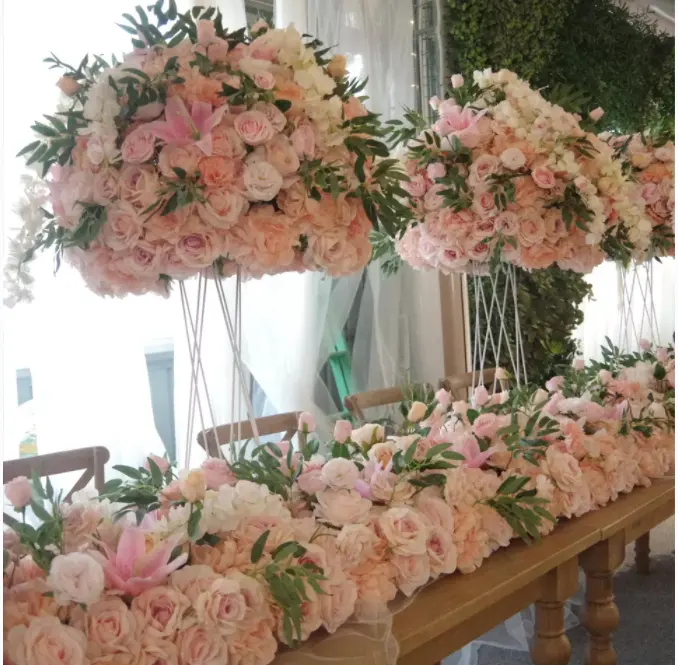 New product ideas 2023 Wedding Decoration Table Centerpiece white Pink Rose Silk artificial Flower Ball Decorative Flowers