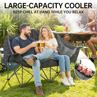 Chaise de camping d'extérieur 3 places rembourrée, triple canapé pliant robuste, fauteuil pliant à quatre sections avec porte-gobelet, cadre en aluminium, design moderne