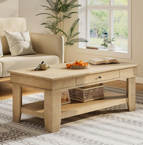 Mesa de centro con cajón y estante de almacenamiento, mesa central rectangular de 47,2 pulgadas con acabado de <span class=keywords><strong>grano</strong></span> de madera, muebles modernos para sala de estar - Product Image 3