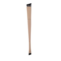 Kuas Pensil Alis Dua Sisi OEM/ODM Profesional untuk Perjalanan, Bulu Halus, Gagang Kayu, Warna Pink, Kuas Rias Alis Tunggal
