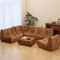 Canapé deux places en mousse intégrale, pouf de sol pour adultes avec tissu doux et imperméable, chaise longue sans accoudoirs pour foyer