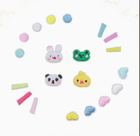 Patch en tissu de petite taille à motif de dessin animé, patch en tissu mignon en forme de panda pour pince à cheveux, décoration pour coque de téléphone portable, broderie en forme de cœur
