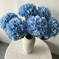 Bunga Hydrangea Sutra Biru Premium L-200 Tangkai Tunggal untuk Latar Belakang Pernikahan & Perlengkapan Dekorasi Grosir