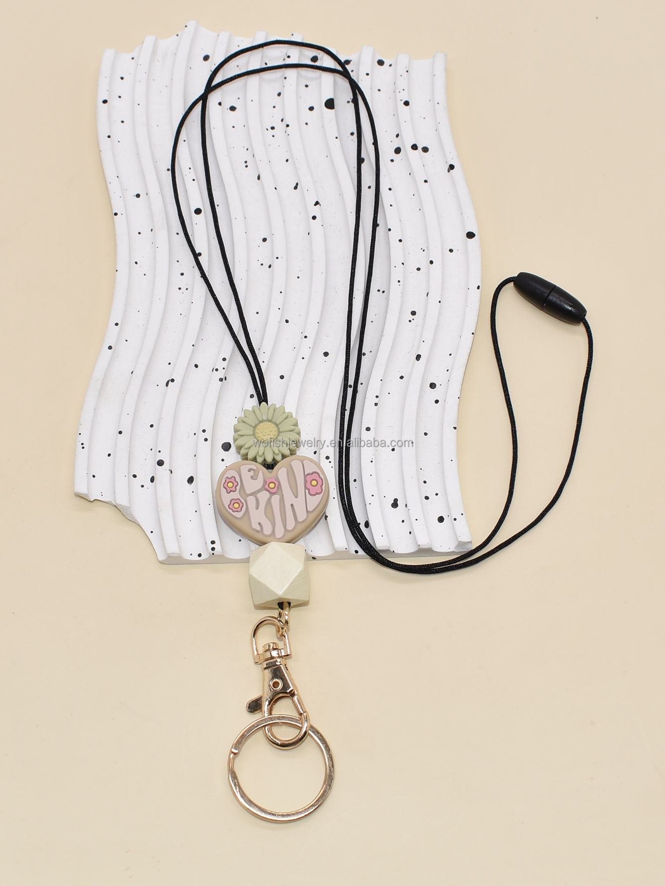 JY Creative Silicone Beaded Lanyard Keychain Necklace Practical Anti-loss Lanyard Jewelry for Teacher Students Image 2