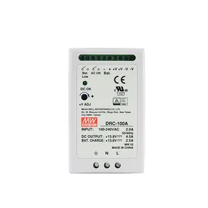 Original MEANWELL 40W a 160W 3 anos de garantia ce aprovação 12v fonte de alimentação com bateria de backup 100W din rail DRC-100A