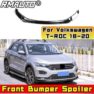 Para Volkswagen T-ROC 2018-2020, Kit de carrocería con difusor y divisor de labio para parachoques delantero, negro brillante, pieza de modificación y protector de parachoques - Product Image 1
