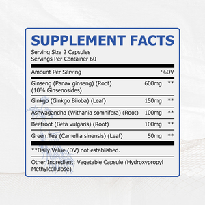 Cápsulas de Panax Ginseng con Té Verde de Fábrica OEM ODM Directas, Apoyo a la Función Cognitiva, Apoyo a la Salud del Corazón - Product Image 2