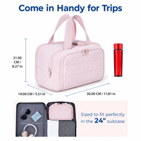 Trousse de Toilette de Voyage Grande Capacité pour Femme, Organisateur de Maquillage à Ouverture Large, Sac de Lavage Cosmétique avec Compartiment pour Pinceaux