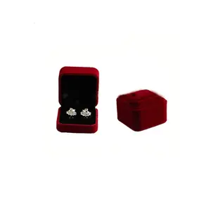 Precio de fábrica de venta al por mayor de lujo rojo pequeño cuadrado de terciopelo joyería, caja de joyería, caja de espuma
