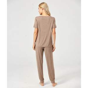 Conjunto de Dos Piezas para Mujer, Pijama de Bambú, Manga Corta, Ropa de Dormir Suave para Mujer, Ropa de Estar por Casa de Modal, Conjuntos de Pijama para Mujer - Product Image 3