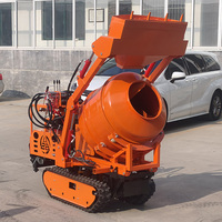 Mini Bétonnière sur Chenilles avec Godet Autochargeur 800L, Malaxeur à Ciment Mobile pour Travaux Routiers et Agricoles, Prix Usine